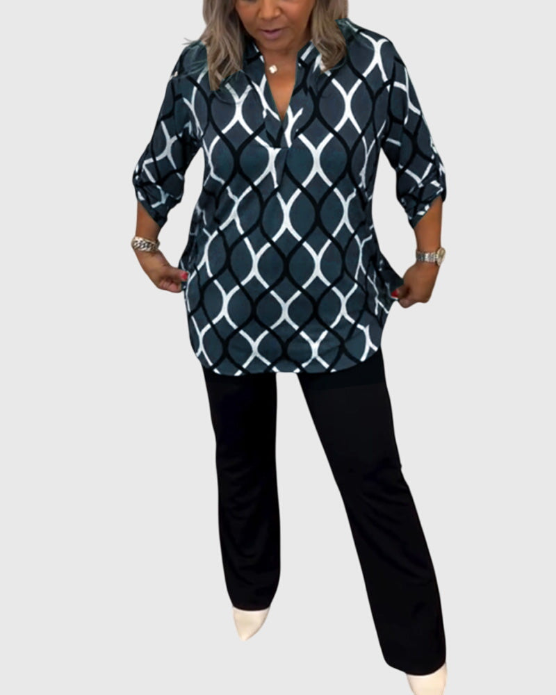 Eleanor Radley | Geometric Print Blouse With V-Neck