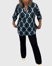 Eleanor Radley | Geometric Print Blouse With V-Neck