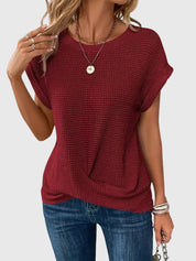Marina Ashcombe | Waffle Knit Blouse With Crew Neck