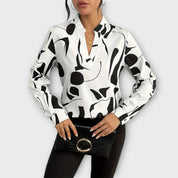 Nina Fairweather | Abstract Print Blouse With Split Neckline