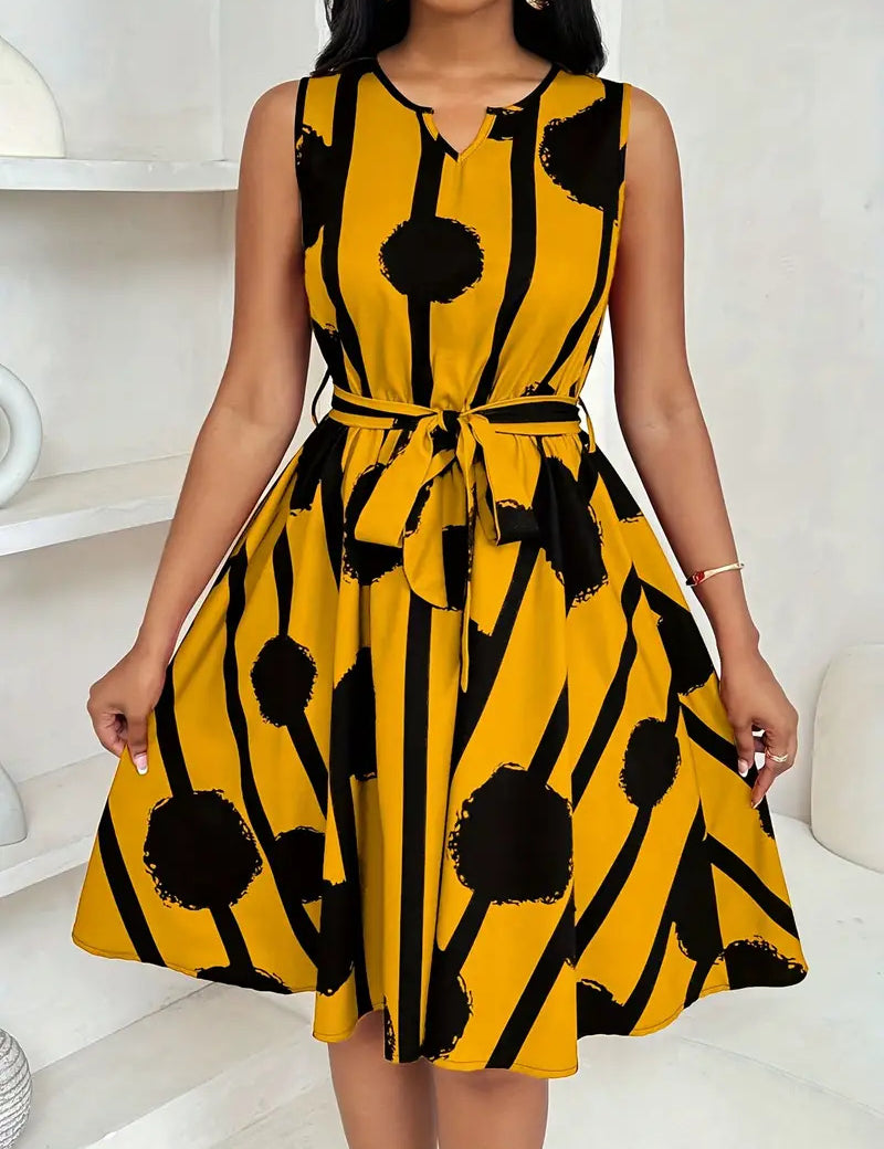 Millicent Baker | Belted A-Line Midi Dress