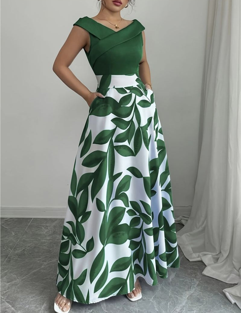 Olivia Baxter | Printed V-Neck Maxi Dress
