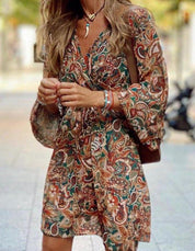Emma Cooper | Midi šaty v boho štýle s kvetinovou potlačou áčkového strihu