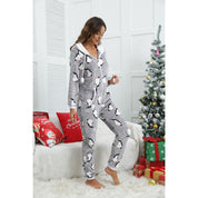 Combinaison de Noël à capuche Gris imprimée pingouin Snowy Paws pour femmes