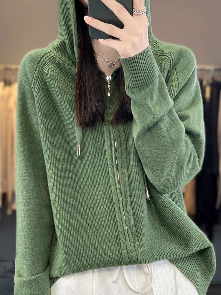 Georgina Wright | Zip-Up Knit Hoodie Cardigan