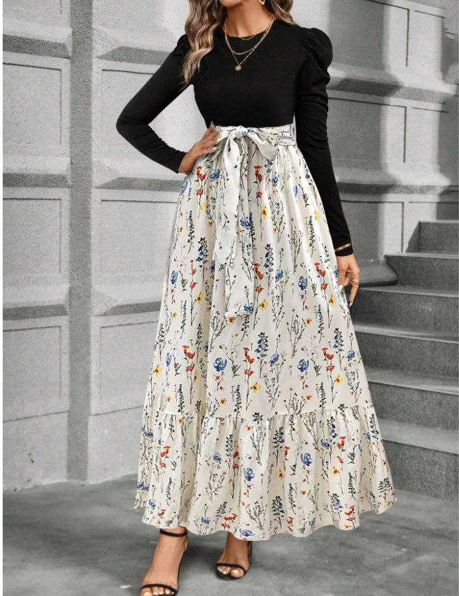 Araminta Brown | Floral Print A-Line Maxi Dress