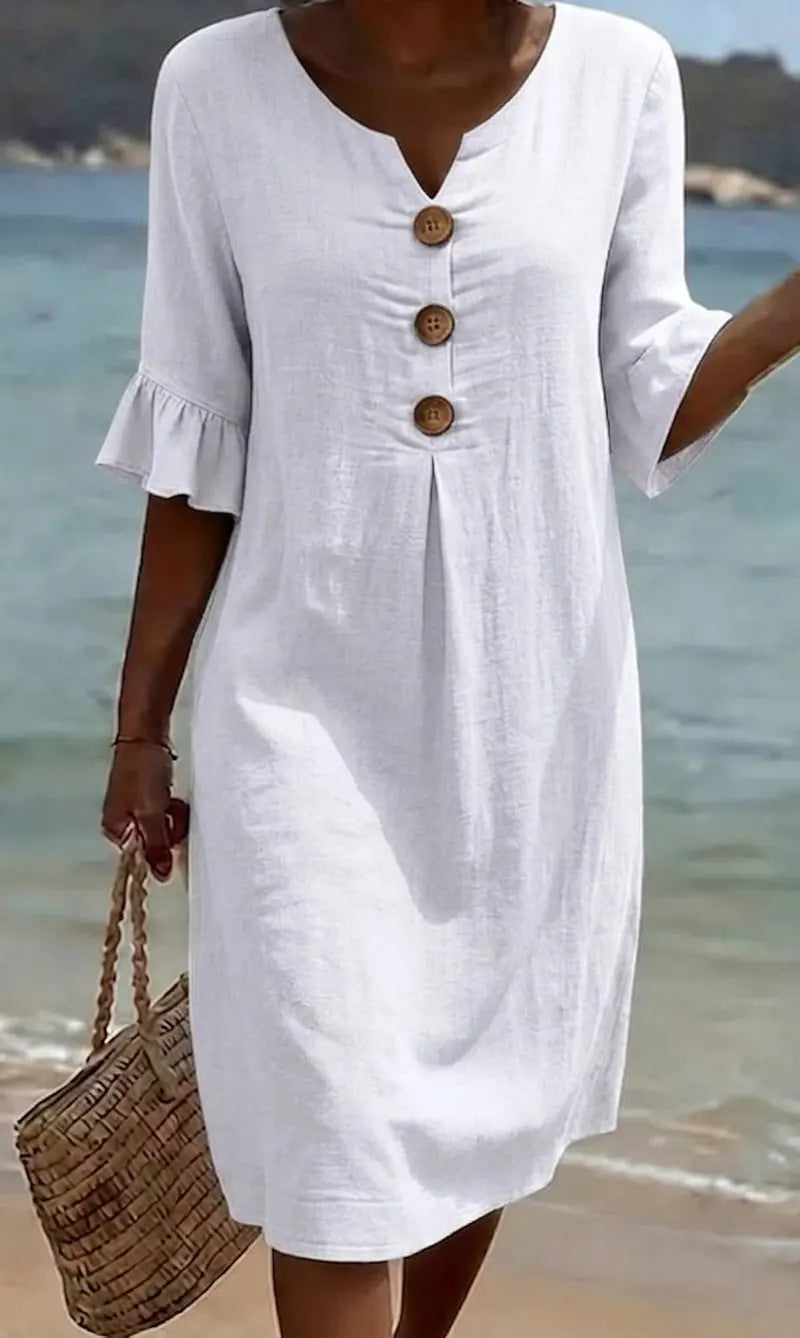 Margot Lefèvre | Cotton Midi Dress with Button Detail