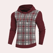 Barnaby Hollis | Checkered Knit Hoodie With Drawstring Hood