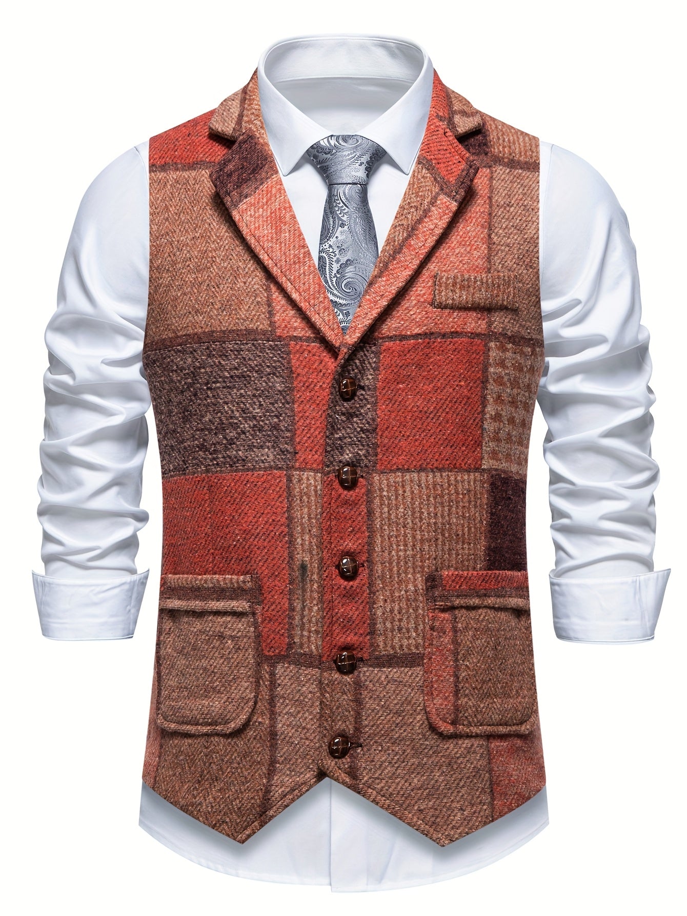 Clarence Whitby | Patchwork Tweed Waistcoat with Herringbone Detail