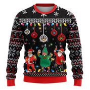 Merry Buck | Pull de Noël noir à imprimé Père Noël dansant pour homme