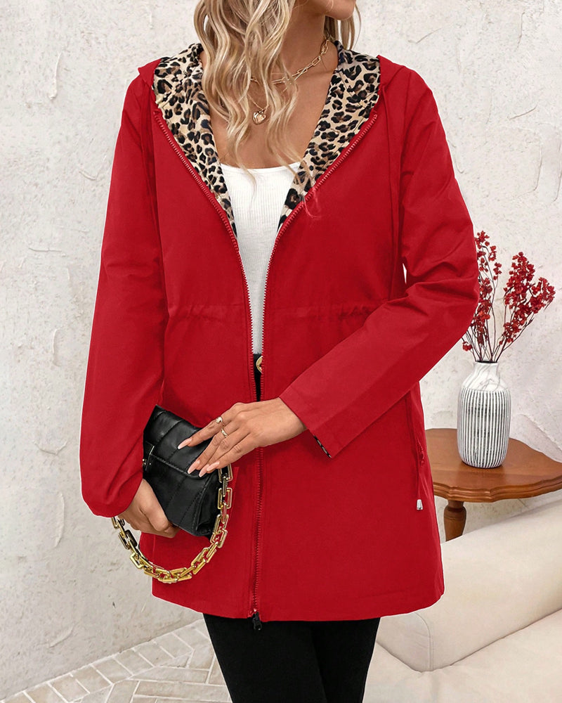 Freya Nightingale | Hooded Coat With Leopard Print Lining