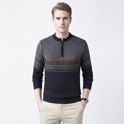 Edwin Marlowe | Pull en maille jacquard Fair Isle à demi-zip