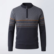 Edwin Marlowe | Pull en maille jacquard Fair Isle à demi-zip