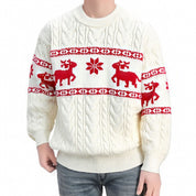 Frost Buck | Pull de Noël à motif jacquard cerf rouge pour hommes