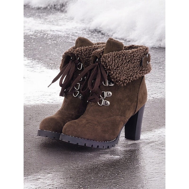 Tabitha Evans | Fur-Trimmed Lace-Up Winter Boots