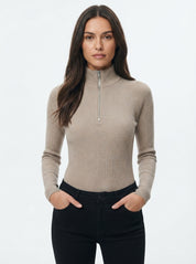 Eloise Fenwick | Slim-Fit Zip Turtleneck Ribbed Top