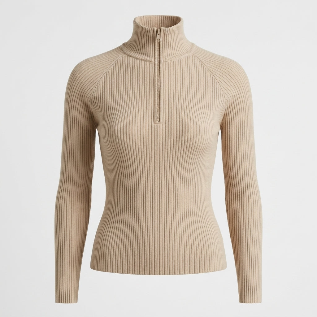 Eloise Fenwick | Slim-Fit Zip Turtleneck Ribbed Top