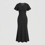 Emmeline Barclay | Robe longue à col V à pois