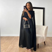 Beatrice Hollis | Cape Maxi Dress With Draped Sleeves