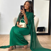 Beatrice Hollis | Cape Maxi Dress With Draped Sleeves