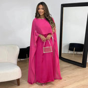 Beatrice Hollis | Cape Maxi Dress With Draped Sleeves