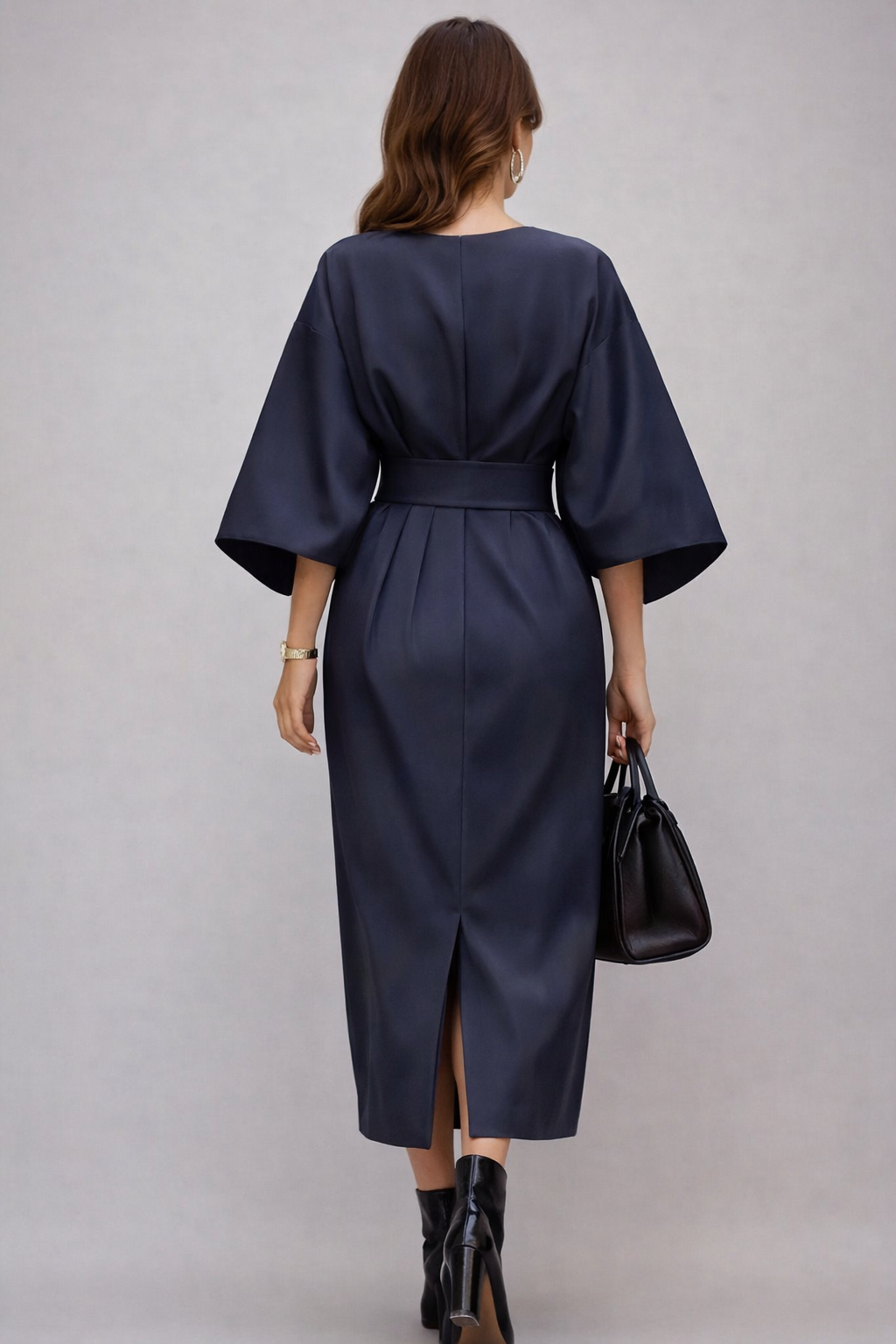 Claudine Elegant | Luxury Midi Dress with Belt