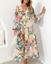 Harriet Stanton | Floral Chiffon Midi Dress with Elasticated Waist