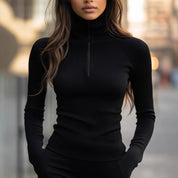 Eloise Fenwick | Slim-Fit Zip Turtleneck Ribbed Top