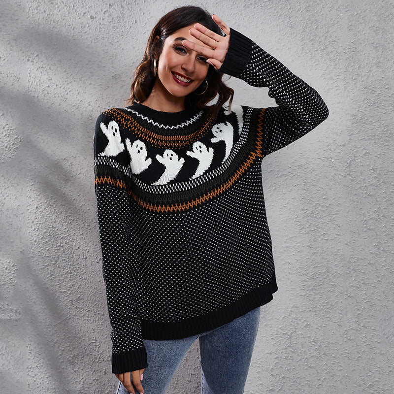 Bone Rattle | Skull Halloween Sweater For Women