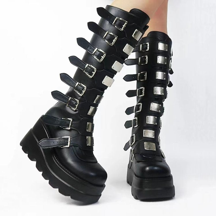 Freya Cooper | Bottes à plateforme et boucle métallique montant jusqu’au genou
