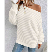 Matilda Green | Off-Shoulder Ribbed Knit Sweater