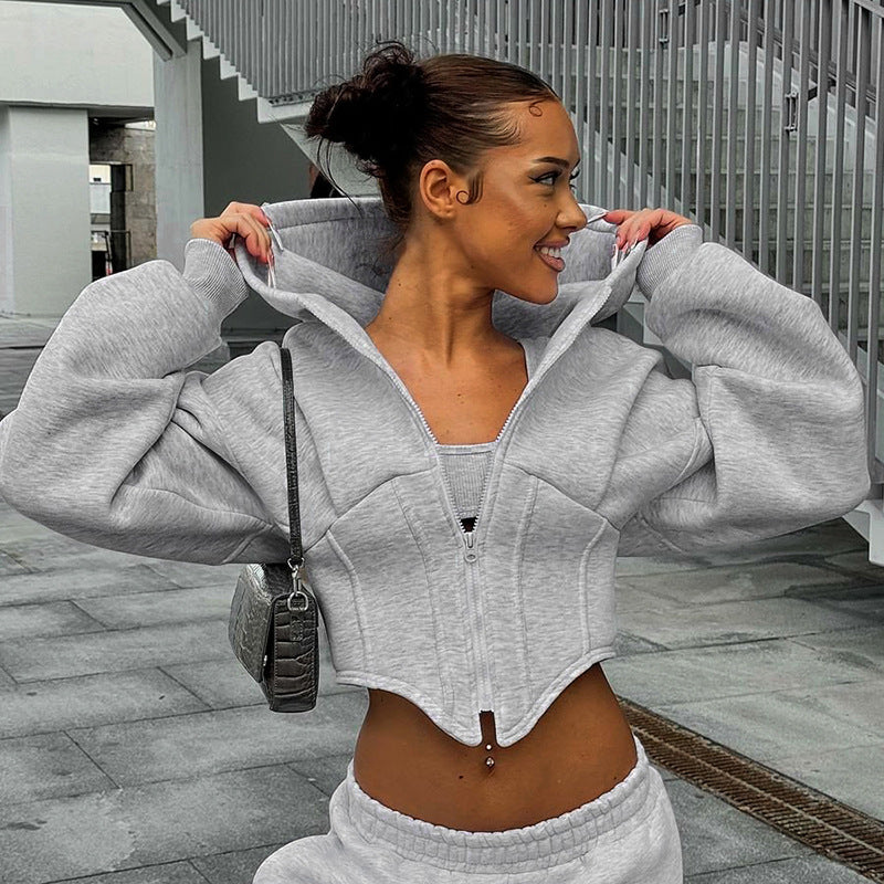 Imogen Radley | Cropped Corset Hoodie With Zip Front