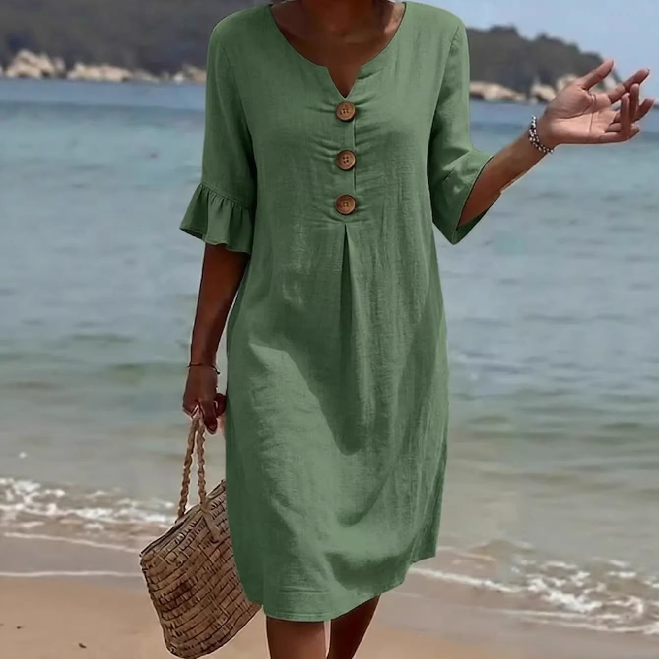 Margot Lefèvre | Cotton Midi Dress with Button Detail