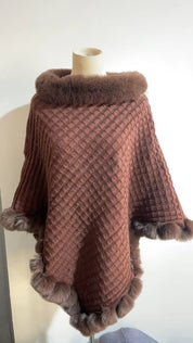 Thea Winship | Luxury Fur-Trim Cape Wrap