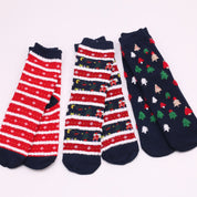 Frosty Sole | Chaussettes de Noël bleu marine à motif de père Noël pour femmes