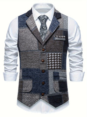 Clarence Whitby | Patchwork Tweed Waistcoat with Herringbone Detail