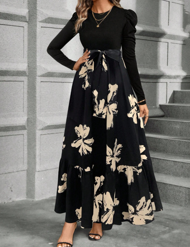 Araminta Brown | Floral Print A-Line Maxi Dress