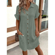Priya Ashworth | Button-Through Cotton Gauze Shirt Dress with Pockets