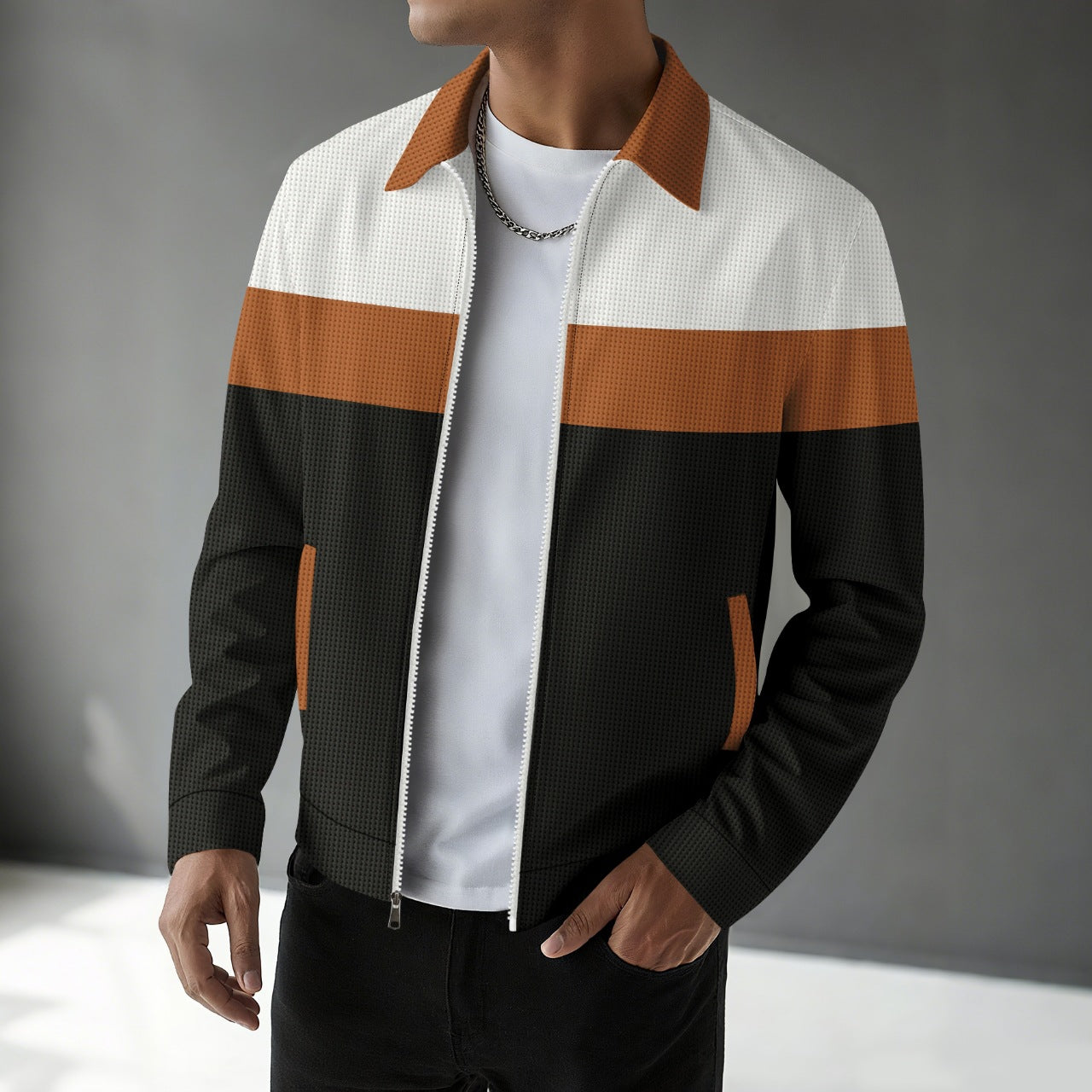 Adam Sherwin | Colorblock Zip Jacket With Notched Collar