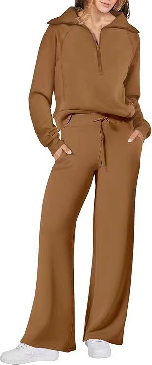 Emma Jones | Half-Zip Ribbed Loungewear Set