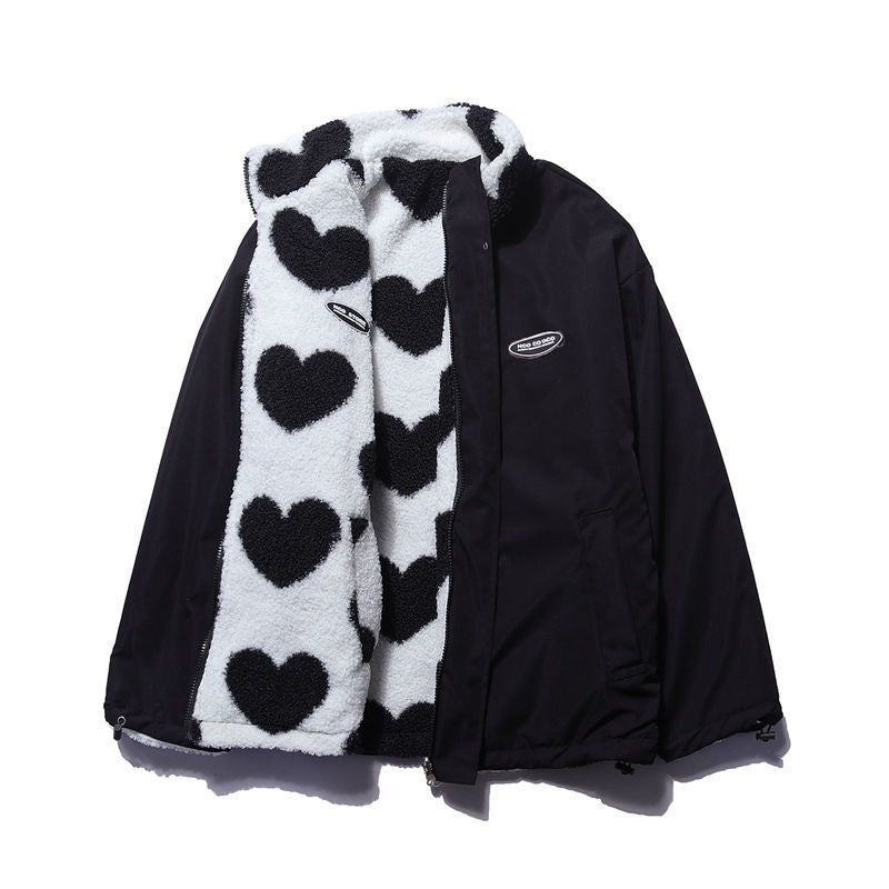 Rosie Morris | Heart Print Teddy Fleece Coat