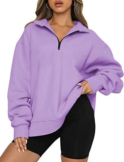 Harriet Fenwick | Oversized Blue Zip-Neck Sweatshirt