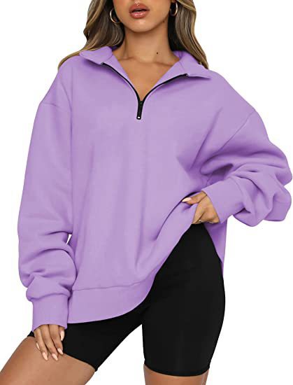 Harriet Fenwick | Oversized Blue Zip-Neck Sweatshirt