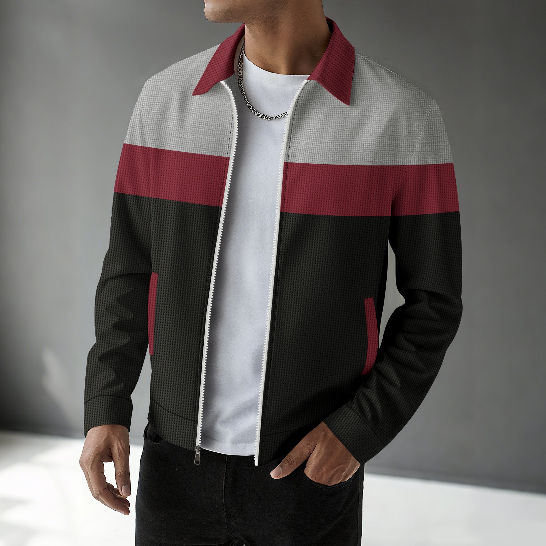 Adam Sherwin | Colorblock Zip Jacket With Notched Collar