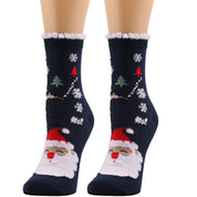 Frosty Sole | Chaussettes de Noël bleu marine à motif de père Noël pour femmes