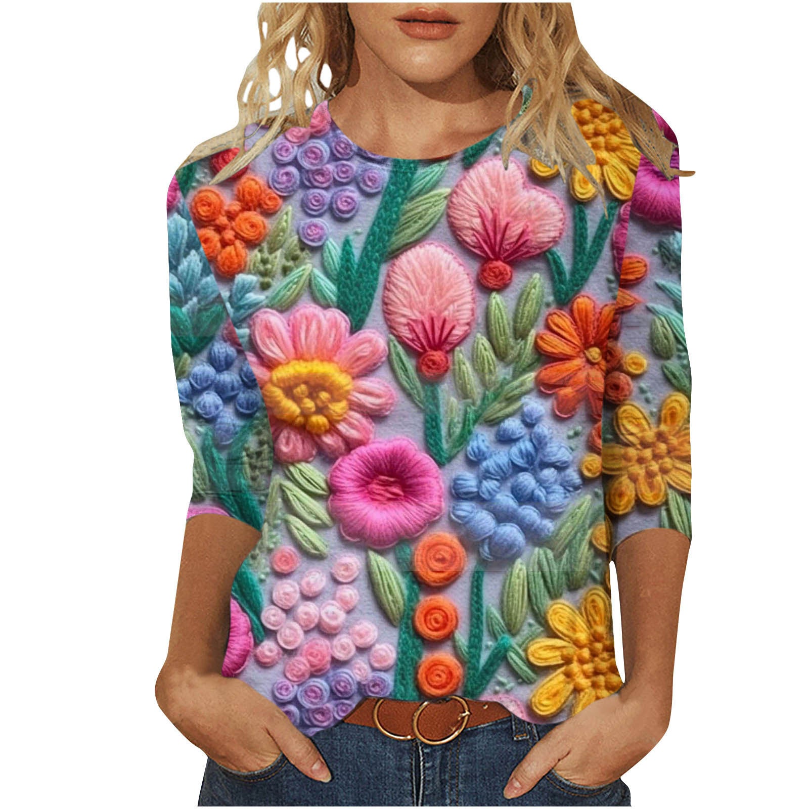 Rosie Fairbank | T-shirt z kwiatowym nadrukiem 3D