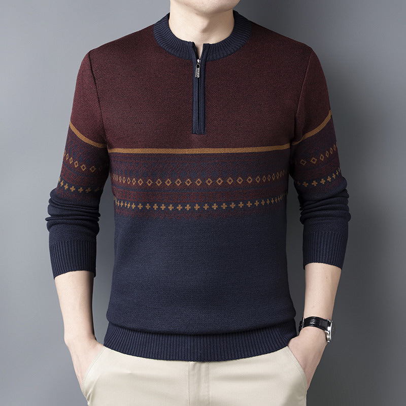 Edwin Marlowe | Pull en maille jacquard Fair Isle à demi-zip