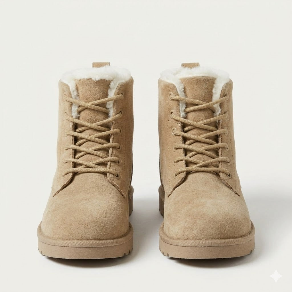 Freya Sanderson | Bottes d’hiver à lacets doublées de fourrure, couleur sable