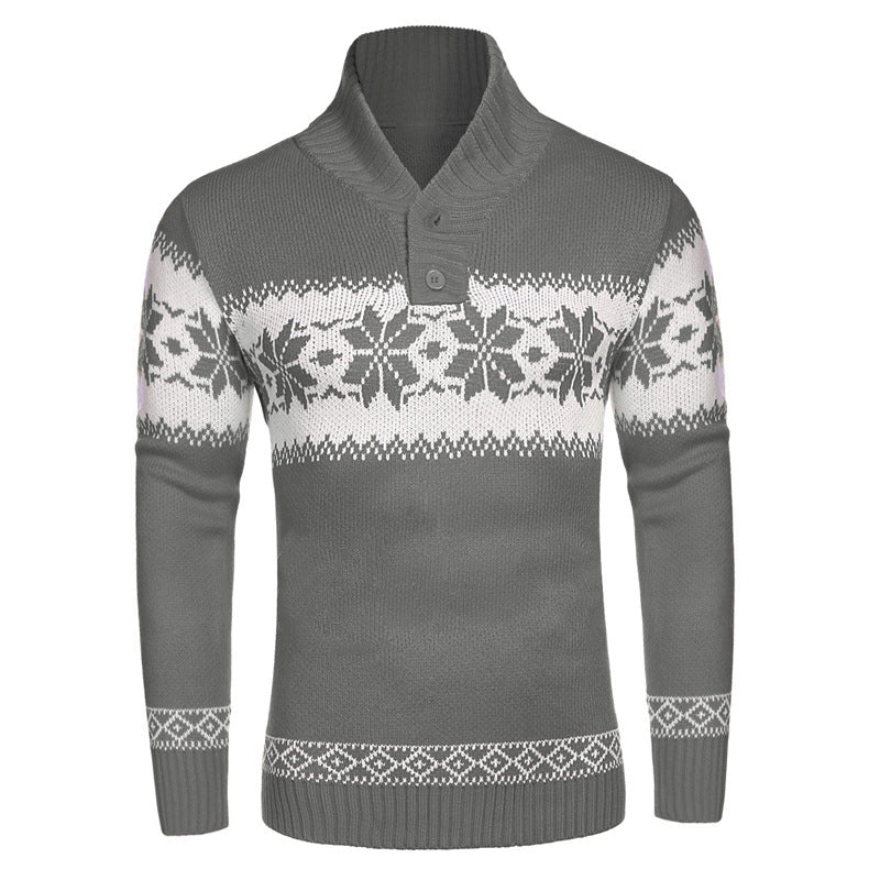 Yule Log | Pull de Noël à motif jacquard flocons de neige rouge pour hommes