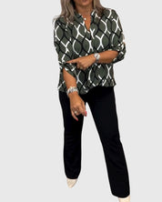 Eleanor Radley | Geometric Print Blouse With V-Neck
